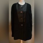 Sandro Leather Insert Wool Blend Black Cape Turnlock Silver Hardware Cloak Luxe Photo 4