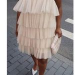 Anthropologie MAEVE by  Tiered Tulle Mini Dress in Taupe Size Large Photo 0