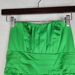 David's Bridal  Green Cotton Satin Mini Strapless Ruched Bridesmaid Dress Size 4 Photo 9