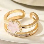 🍀🍀🍀BOGOHO🍀🍀🍀Elegant Gold and White Flower Ring Photo 1