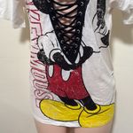 Disney  Mickey Mouse distressed lace up Shirt women SMALL Photo 2
