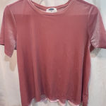 Old Navy  Velvet Top Rose Pink XL Plus Short Sleeve Scalloped Hem Photo 0