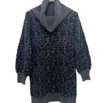 Anthropologie Emmy Cowl Neck Sweater Long Sleeve Cheetah Gray Black Cozy Size S Photo 0