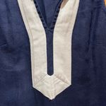 Sail To Sable 100% Linen Navy & White Mini Length Shift Dress - Size Small Photo 3