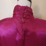 American Vintage Petite Sophisticate Size 4 Vintage 80s Retro Bright Fuschia Magenta Shiny Blouse Photo 8
