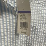 kim rogers Blue White Seersucker Stripe Dress NEW Size Large Ruffle Coastal Photo 3