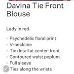 For Love & Lemons  Davina Lady in Red Tie Front Blouse New NWT Ruffle Chic Girl Photo 4