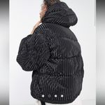 Sixth June Oversized Hooded Puffer Jacket Ribbed Iridescent Effect Black Medium Photo 7
