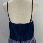 As You Wish Striped Blue Denim Boho Pattern Mini Sundress Size XL Photo 8
