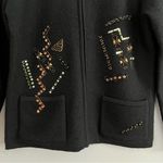 Chico's Chico’s Beaded Embroidered 100% Wool Full Zip Jacket Womens 0 Sequin Embellished Photo 3