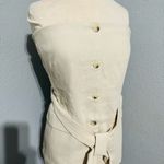 ZARA Bloggers Favorite Beige Strapless Belted Linen Blend Luxury Summer Top Sz L Photo 6