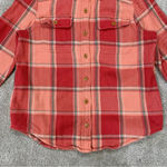 L.L. Bean Women’s Heavy Flannel Shacket Plaid Button Front Shirt Longsleeve L Orange Size L Photo 3