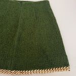 ZARA Green Tweed Mini Skirt Gold Chain Trim Size XS Photo 10