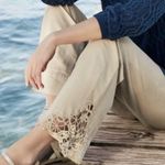 Soft Surroundings  raw cotton crochet hem wide leg beach pants Photo 1