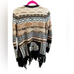 Hale Bob Hale Bon Fringe Aztec Boho Long Sleeve Wrap Sweater Cardigan Womens Medium Photo 1