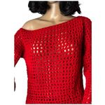 American Vintage Vintage Grandma made crochet red sexy off shoulder sweater size medium Photo 5
