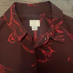 A New Day Women’s  Maroon & Red Blouse w/ Floral Leaf Design, Size Small Photo 1