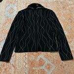 Ming Wang  designer black and white knit sweater size small full zip Photo 6