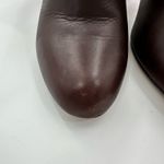 Coach Sondra Brown Leather Heeled Ankle Boot with Gold Logo Buckle Strap Photo 2