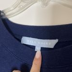 Hill House  navy blue soft pullover embroidered knit sweater size Large Photo 4