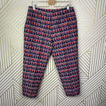 Piazza Sempione Audrey Print Crop Tapered Pants Pink & Navy Blue Size US 10 Photo 7