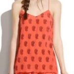 Madewell ✨ Orange/Coral & Navy Paisley Silk Strappy Tank Top Photo 0