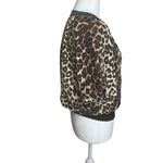 Sharagano Studio Animal Leopard Print Short Sleeve Zip Front Jacket Blouse Small Photo 2