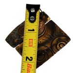 Vtg Copper Pin Brooch Textured Metalwork Sun Face Cork Center Abstract Modernist Brown Photo 2