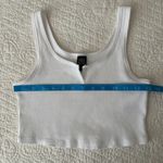 Wild Fable White Split Neck Super Cropped Tank Top M Photo 2