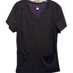 Koi Basics Black Scrub Top Short Sleeve V Neck Pockets Size Medium Medical Sherp Photo 0
