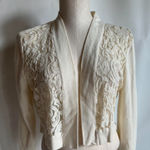 Covington  Vintage crop top sweater Elegant Cream Lace Cardigan long sleeve M Photo 0