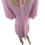 easel  Pink Babydoll Puff Sleeve Pleated Tiered Dress NWT Small Cottage Fairy Photo 8