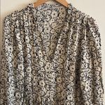 ZARA  Long Sleeve Floral Long Midi Dress Women’s Size Medium Black White Photo 1