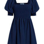 Hill House  The Athena Nap Dress Size Small Navy Crepe Smocked Mini Puff Sleeve Photo 0