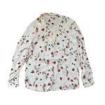 ZARA  Basics Mermaid Print Button Down Blouse Top XS Cream Red Pink Pearl Buttons Photo 4