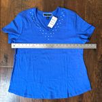 Karen Scott royal blue short sleeve, studded tee short, size PXL, NWT Photo 6