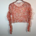 ZARA ✨ Orange Floral Y2K Sheer Mesh Tulle Ruched Sleeve Top Medium Photo 1