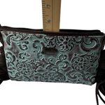 Justin Boots Justin Women Tooled Sunflower Pattern Turquoise Western Rodeo Small Crossbody Photo 4