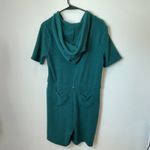 YITTY  XL Teal Green Fuzzy Short Sleeve Hooded Romper Jumpsuit Zip Pockets Photo 1