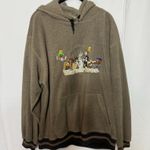 Warner Bros Looney Tunes Hoodie Embroidered Oversized Vintage 90s Brown Size M Photo 1