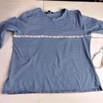 Lands' End  Women's Long Sleeve Stripe Tee Nautical Blue & White 100% Cotton L Photo 8