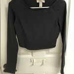 Forever 21  Black Scoop Neck Cropped Long Sleeve Tshirt Women’s Size Small Photo 0