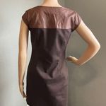 Michael Kors Faux Leather Two Tone Brown Zipper Front Dress Size 2 Photo 3