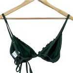 Xhilaration NWT Shiny Ribbed Ruffle Triangle Bikini Top Womens XL Moss Green Photo 5