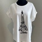 Off White Paris Graphic Women's Short Sleeve Top New Size 1X Photo 1