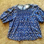 Knox Rose Floral Smocked Flower Keyhole Back Blouse Shirt Top Boho Cottagecore M Photo 7