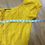 WOLF WOMEN'S KNIT EYELET SMOCKED CROP TOP SZ L Yellow Size L Photo 10
