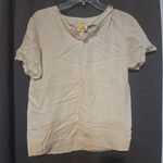 Anne Carson Anne Carson Beige Blouse, Women's Small Tan Silk Shirt, Long Sleeve Top Photo 0