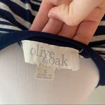 Olive & Oak  Navy Blue and Gray Striped Elastic Tie Waist Knit Dress Photo 5