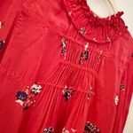 Ba&sh Designer Cuny Ruffled Smock-Neck Blouse Red Floral Sz 0 Photo 5